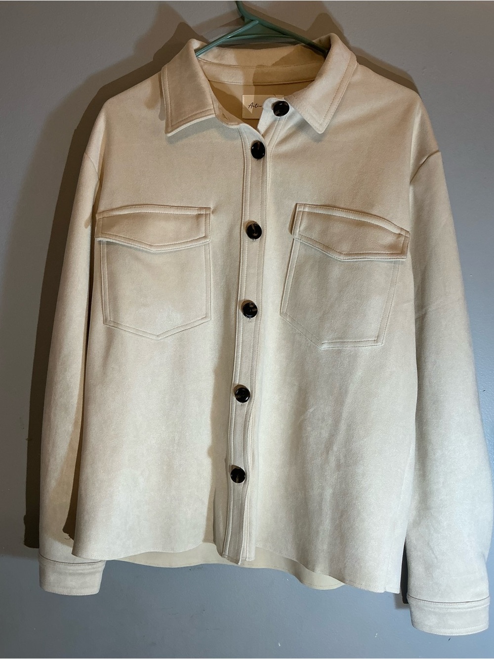 Active USA Cream Utility Jacket with Button Front